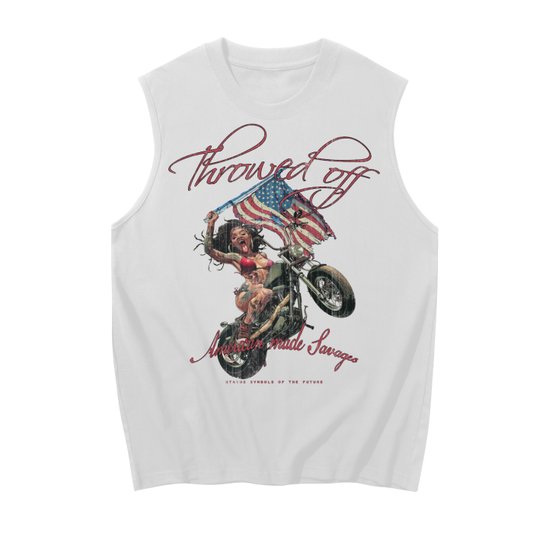 American Made Savage Biker Girl Sleeveless Tee